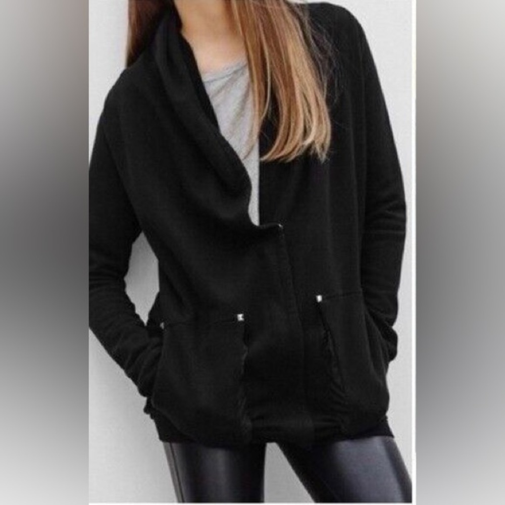 Wilfred Aritzia Black Half Zip Hooded Oversized Cardigan - Sz XS